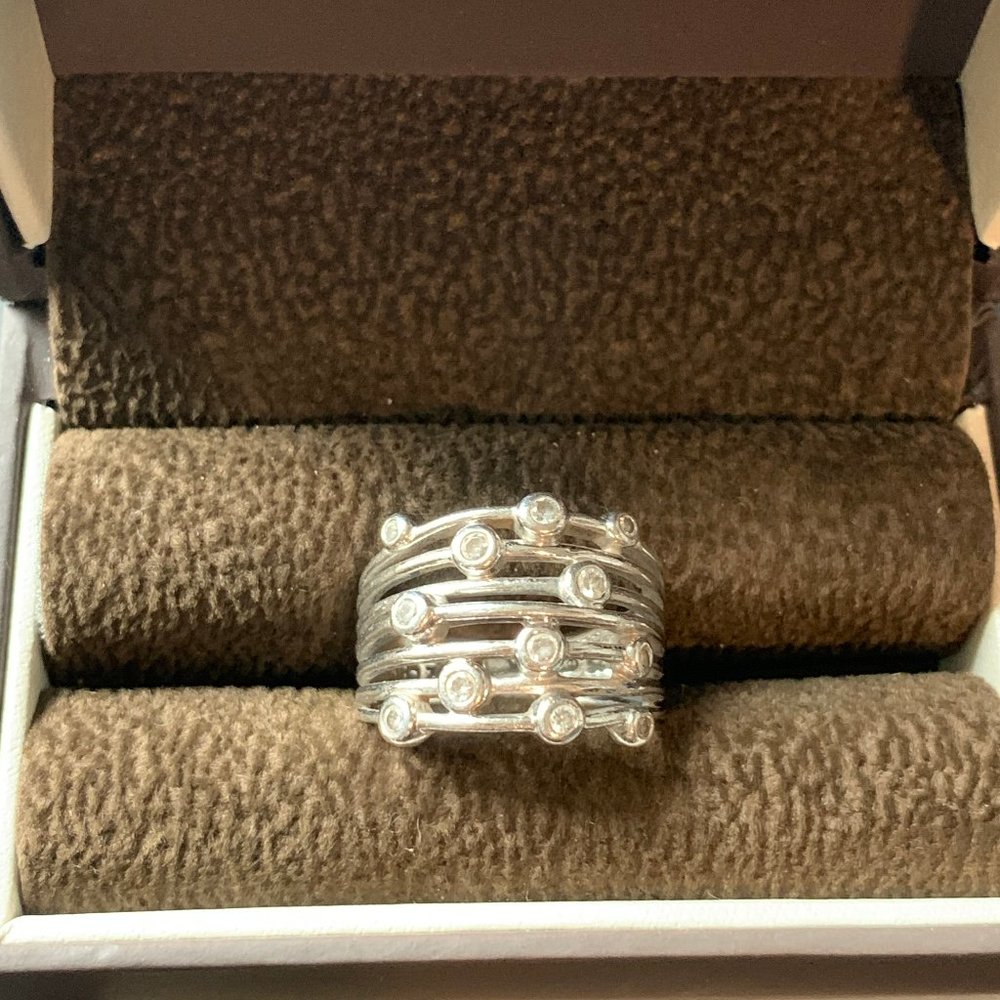 Sterling Silver & crystal ring, size 7